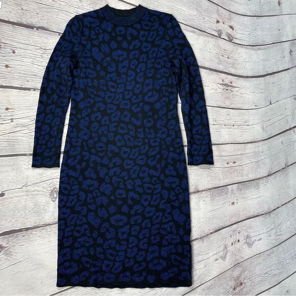 BANANA REPUBLIC leopard print metallic stretch knit sweater dress, size S - Picture 8 of 16